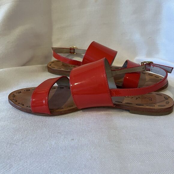 Boden Red‎ Patent Leather Flat Heel Open Toe Sandals, Women’s Size 38/ 7.5 - Picture 10 of 11